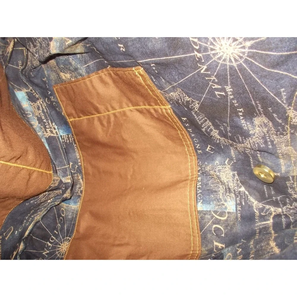 Tan Corduroy Hobo Bag Nautical Map Patch Crossbody Slouchy Tote